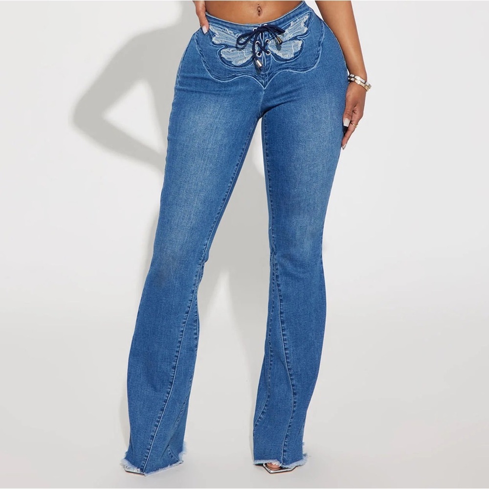 Fashion nova mariposa butterfly flare jeans